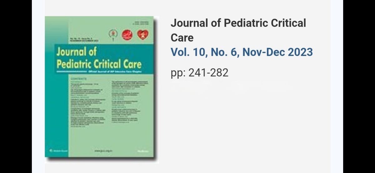 JPCC_NOV-DEC_2023 issue published online. 👇🏽👇🏽 journals.lww.com/jpcr/pages/cur… #PedsICU #PICU #CriticalCare #journal