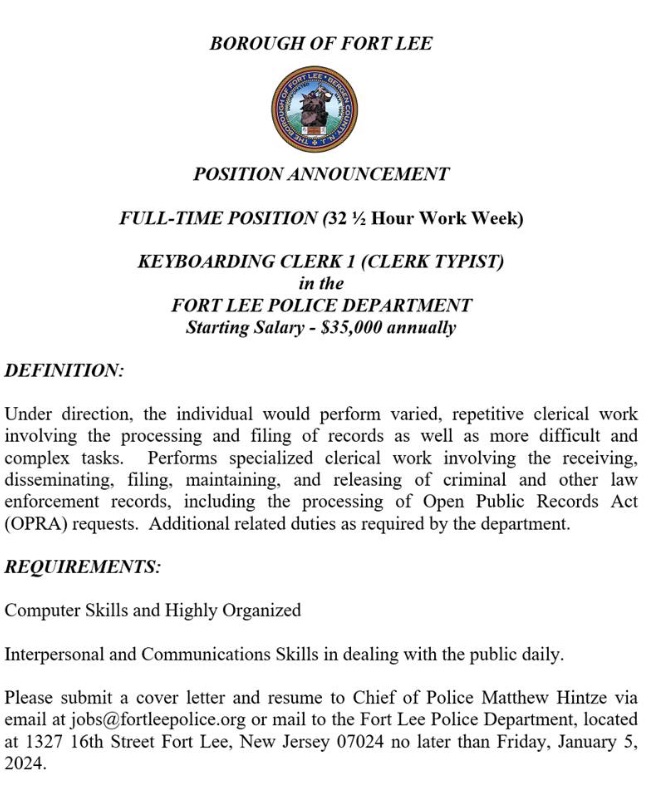 Fort Lee Police tweet media