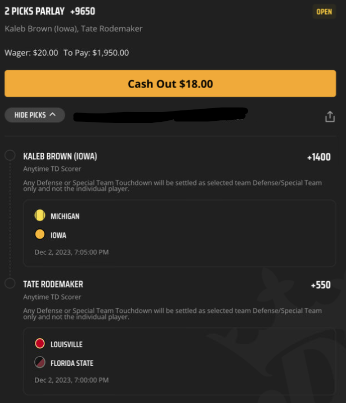 EdgePlayBook's tweet photo. #BetInPublic #100DayOfParlayChallenge #Day62 part 4. Tally after 61 days of betting +$94.65 #CollegeFootball #GamblingX #BigTen #accchampionship https://t.co/EfqRpZUYU8