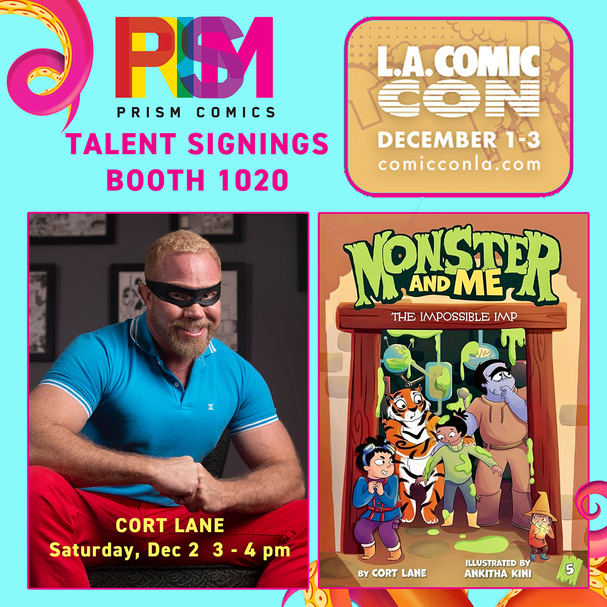 #MonsterandMe author #CortLane will be at @comicconla this Saturday to sign copies of the #TheImpossibleImp. In this new #MonsterandMe book, Freddy and the whole gang must track down a fantastical causing mischief around the palace! We hope to see you there. 🧚‍♂️

#BeeAReader🐝