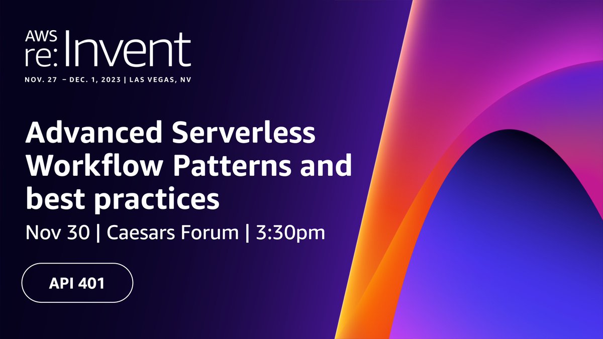 Join me today at #reInvent2023 to for a deep dive into #AWS #StepFunctions #Serverless. Walk up space still available.