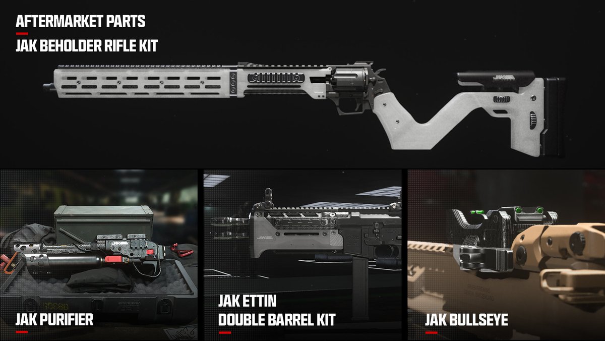 Season 1 of MW3 and Warzone will have nine new Aftermarket Parts, including “a JAK Purifier, a new flamethrower underbarrel attachment for multiple weapons.”