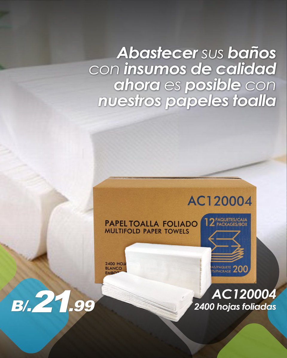 TotalCleanPTY's tweet image. Papel toalla foliado de excelente calidad, es uno de los productosq más vendidos. Ideal para empresas, oficinas, restaurantes, colegios, hospitales, entre otros.
