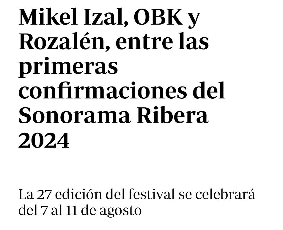 OBKoficial's tweet photo. Muy feliz y un honor formar parte del cartelazo para el Sonorama del año que viene en Aranda de Duero!! 😎🤟🎹🔥🔥 No será un concierto, será una fieestaaa!!🎉🎉🎉
🎟️Entradas a la venta el próximo 4 Diciembre a las 12:00 h. 

@sonoramaribera 2024

#obktour2024 #sonoramaribera https://t.co/9fhkDUBjrF