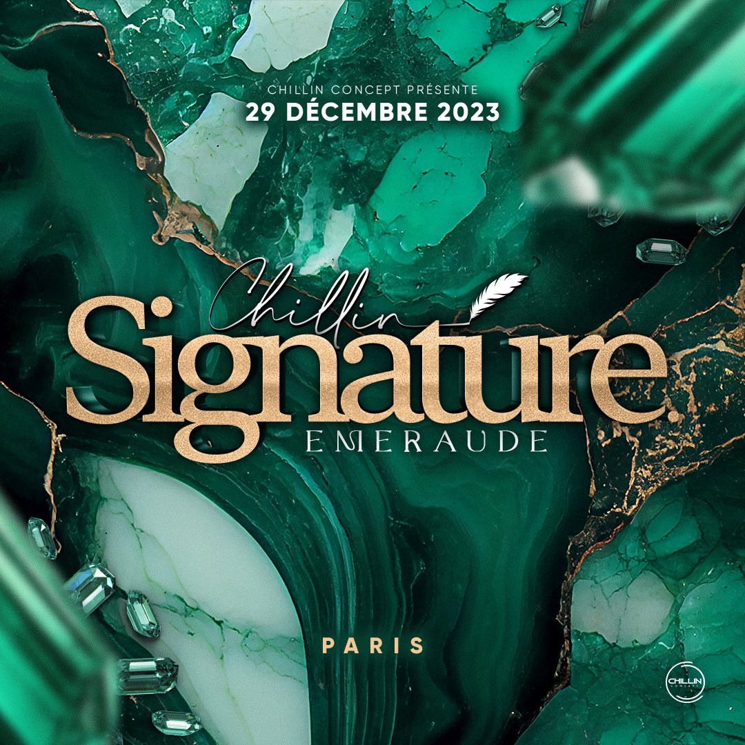 Bonsoir Paris,

Le dernier vendredi de l'année se doit d’être marqué ✨, et il le sera par cette soirée.🔥

Chillin Signature - Émeraude 

Une expérience caribéenne dans un cadre chic de la Capitale 💫

🎟️ my.bizouk.com/chillin-signat…
