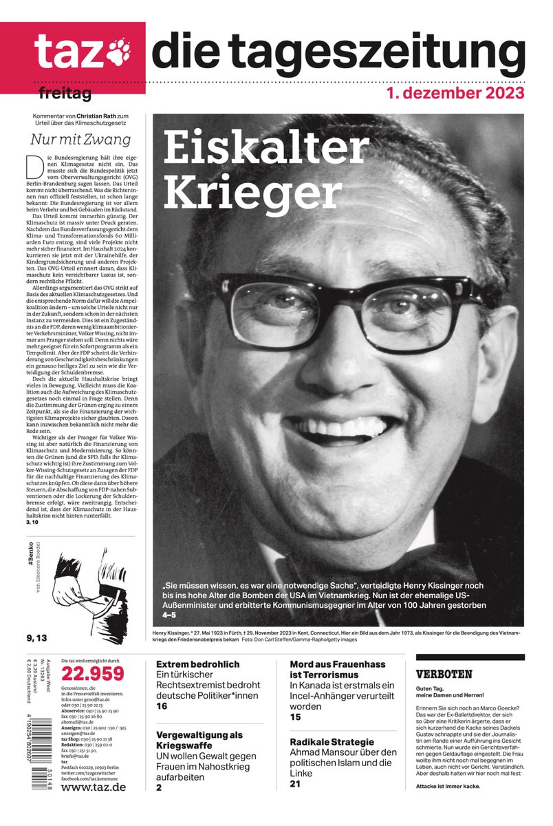 #tazeins zu #Kissinger @tazgezwitscher by @annakloepper