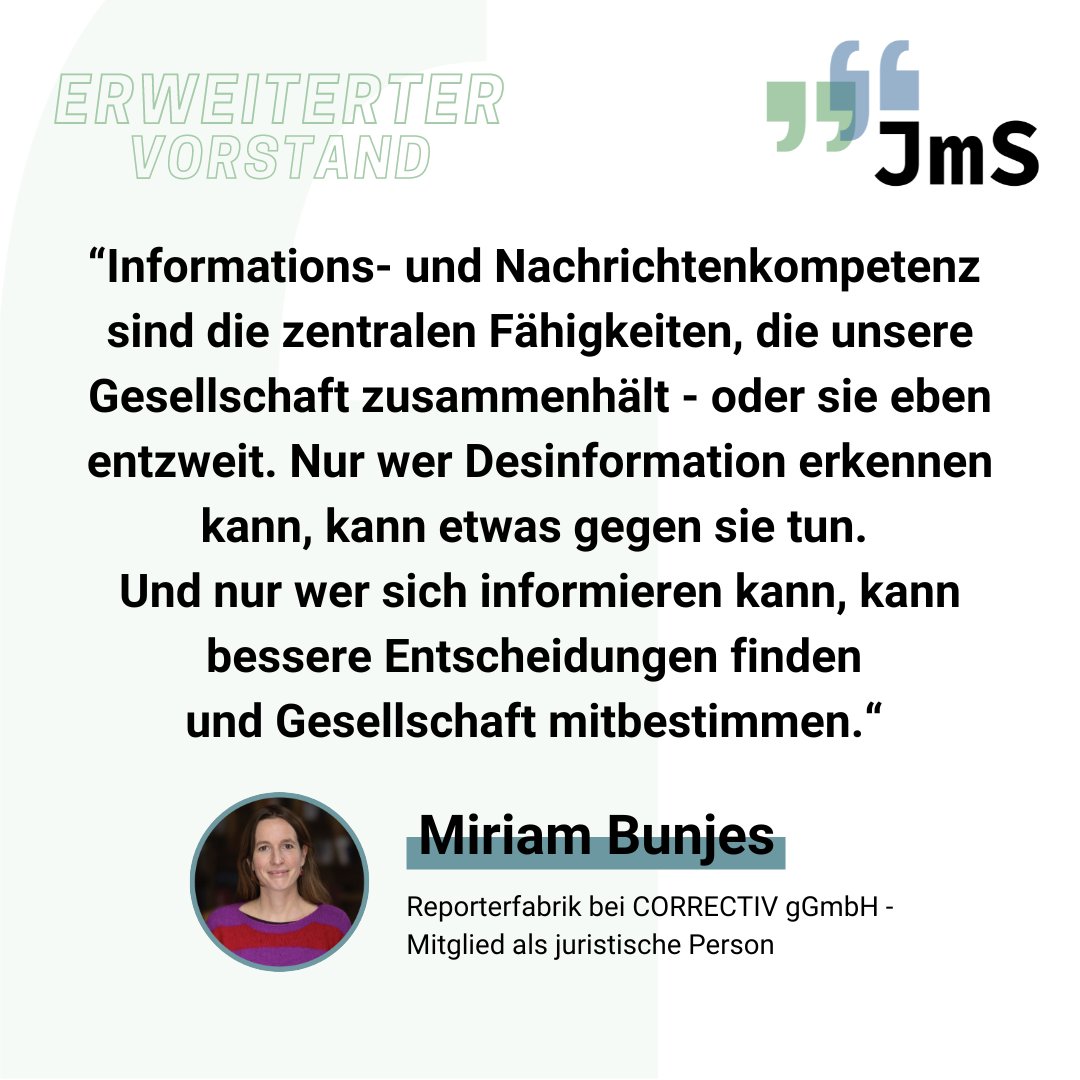 JmS - Journalismus macht Schule (@jms_verein) on Twitter photo 👥Unser Vorstand ist nach der jährlichen ordentlichen Mitgliederversammlung im Oktober teilweise neu aufgestellt.
Neu mit dabei sind <a href="/Herr_Nuxoll/">Florian Nuxoll</a> und Miriam Bunjes von der <a href="/Reporterfabrik/">Reporterfabrik</a>. 👥Unser Vorstand ist nach der jährlichen ordentlichen Mitgliederversammlung im Oktober teilweise neu aufgestellt.
Neu mit dabei sind <a href="/Herr_Nuxoll/">Florian Nuxoll</a> und Miriam Bunjes von der <a href="/Reporterfabrik/">Reporterfabrik</a>.