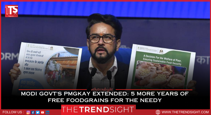 thetrendsight's tweet photo. Modi govt extends PMGKAY for 5 years, providing free 5 kg monthly foodgrains to 81.35 crore economically disadvantaged, ensuring sustained food security and relief.

https://t.co/CVanXwmyJy

#modi @tts #government #india https://t.co/biTIN4B9yd
