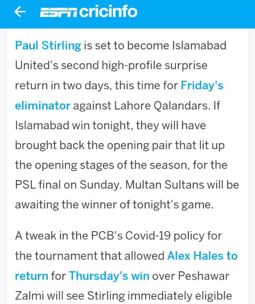 After breaching covid policy in PSL5 leading to its cancellation And massive losses endured
Islu called hales and stirling back who played without any quarantine putting PSL7's fate at stake. Risking staff and players well being.