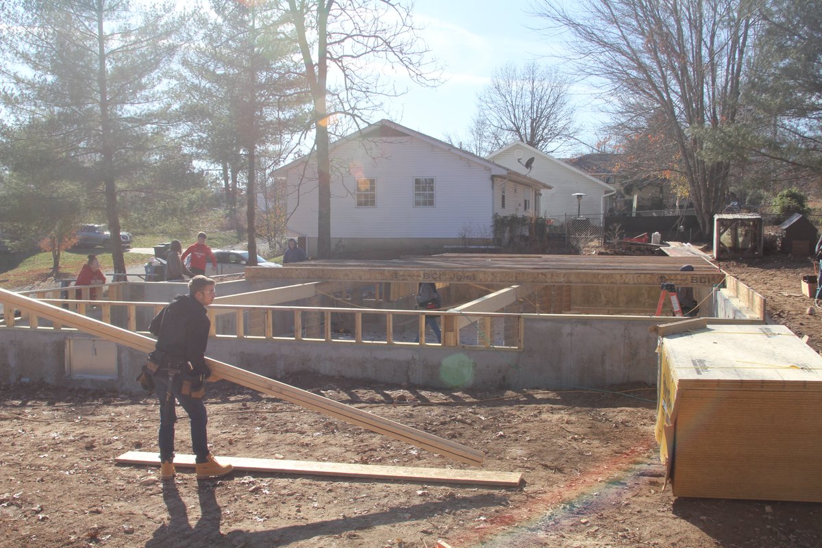 SYoungGTC's tweet photo. Pretty good progress from both classes this week. Sub-floor nearly complete and next lumber package on the way. @gibson_tech @SkillsUSA https://t.co/3Lj8fuj9CG