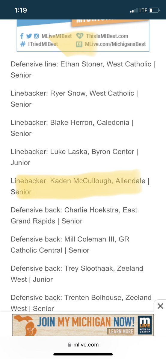 McCulloughKad's tweet photo. Thank you to @MLive for naming me to the 2nd team Grand Rapids Dream Team!!! @DarrenGeraghty9 @CoachRyanPat @FalconAllendale @AHStrength https://t.co/pgkqxMzTXP