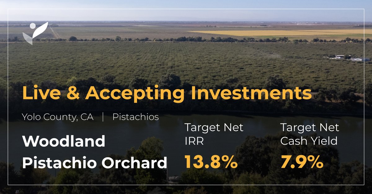 We are now live & accepting investments from Stage 1 (Repeat Investors) for Woodland Pistachio Orchard: farmtogether.com/offerings/wood…. We will begin accepting investments from Stage 2 (First-Time Investors) tomorrow, Friday, December 1, at 9:00am PST, 12:00pm EST.