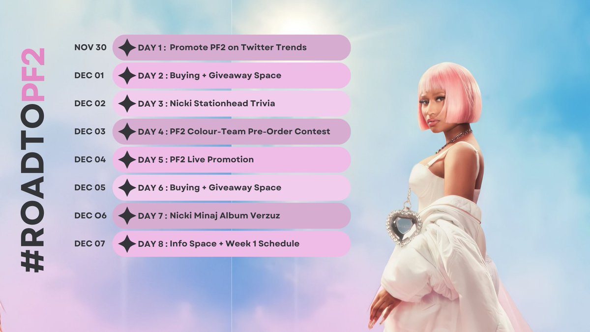 ridewithminaj__'s tweet photo. π¨ Barbz the #RoadToPF2 starts TODAY https://t.co/p2YpJyIrec
