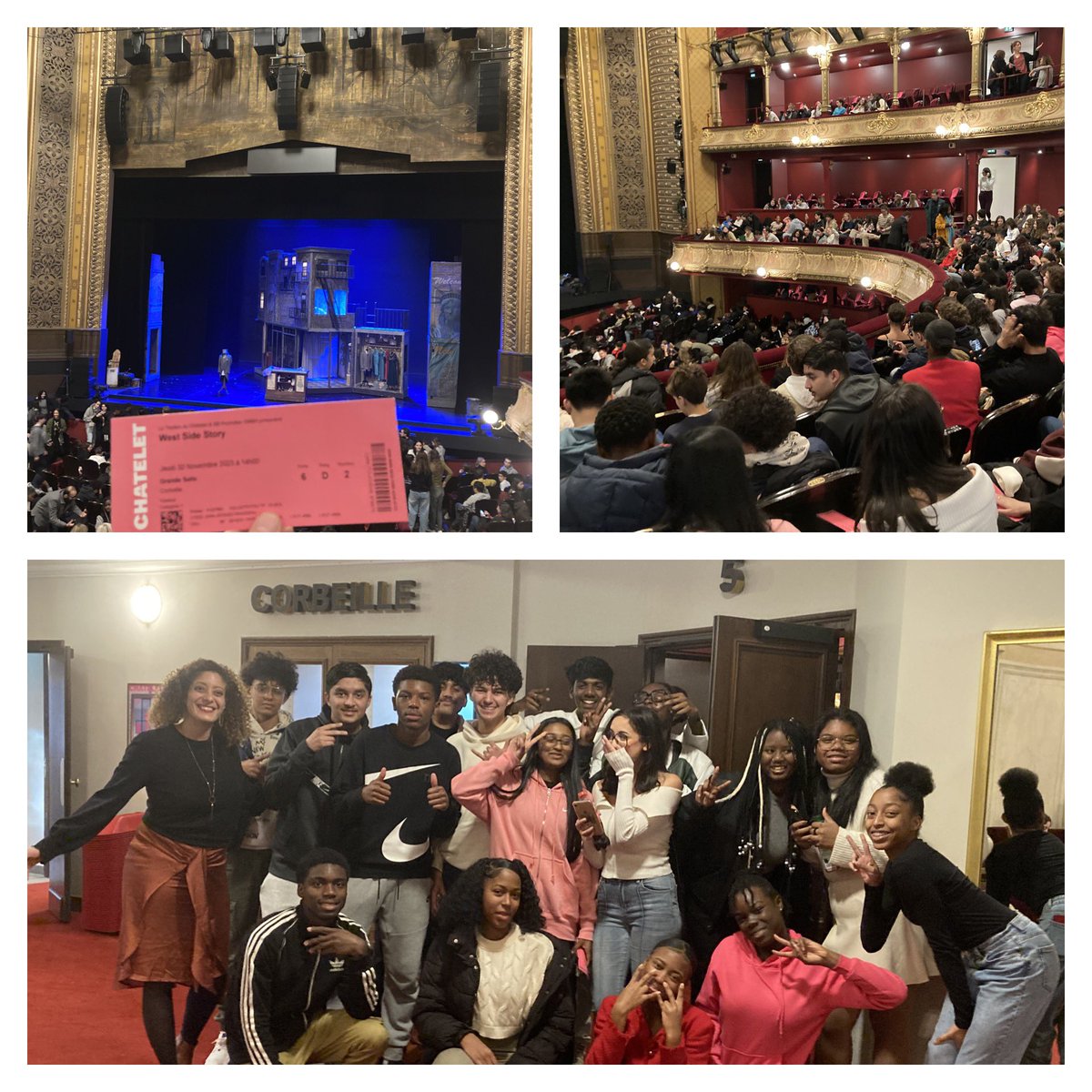 An unforgettable afternoon at <a href="/theatrechatelet/">Théâtre du Châtelet</a> for <a href="/JJRSarcelles/">Lycée Jean-Jacques Rousseau de Sarcelles</a> ‘ 1ere LLCE students 🎭🎶 to see West Side Story, a masterpiece and in English, of course 🤩💃🏻🕺 #proudenglishteacher 👨‍🏫👩‍🏫 #llcer #programmelimitatif #westsidestory
