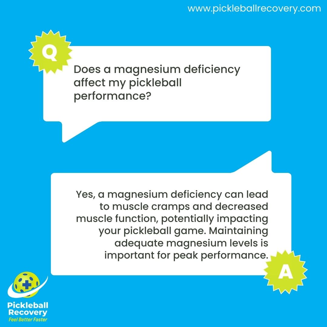Does a magnesium deficiency affect my pickleball performance? 
#pickleball #pickleballislife #pickleballtournament #pickleballers #motivation #success #business #bussinessquotes #motivationalquotes #Question
#healthyliving #pickleballrecovery #aloemd #dotshotusa #pickleplay