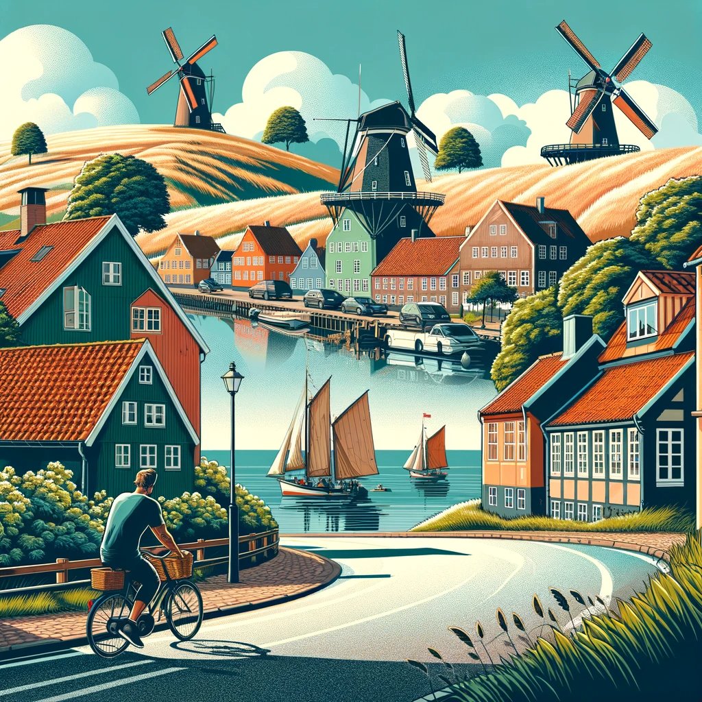 CollColomer's tweet photo. I was doing danish homework, got distracted because 'det er meget svær' and thought:

let's 'Create a picture that ilustrates denmark' #DALLE3 https://t.co/Zy6OmAeGdL