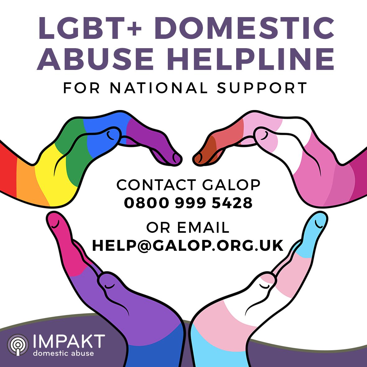 For national LGBT+ domestic abuse support contact @galopuk
You can call or email them on their helpline.
#lgbtsupport #galopuk #DomesticAbuseSupport