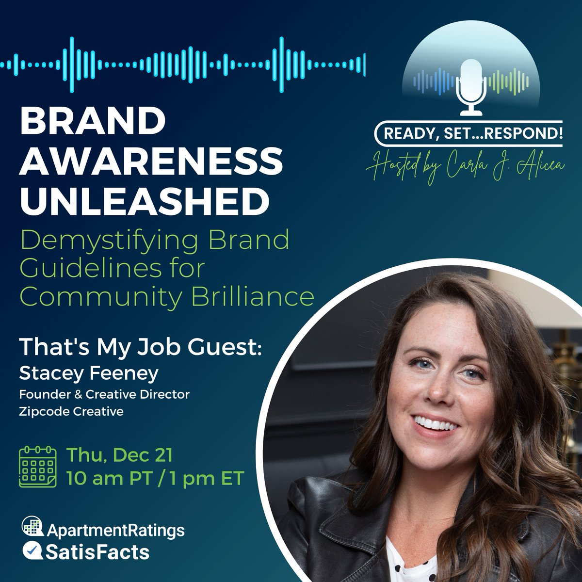 We're excited to announce our special guest Stacey Feeney, Founder and Creative Director for Zipcode Creative, is joining the conversation alongside our Director of Client Performance &amp; host, @CarlaJAlicea. 🎙️🌟

Register here: satisfacts.com/webinars/

#brandmanagement #webinar