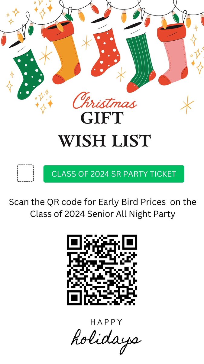 FLSeniorParty's tweet photo. Need a Christmas idea? We got you covered!!! 
Class of 2024 Forest Lake Senior All Night Party early bird tickets open on Dec. 1st! https://t.co/4rywEKHDnW
