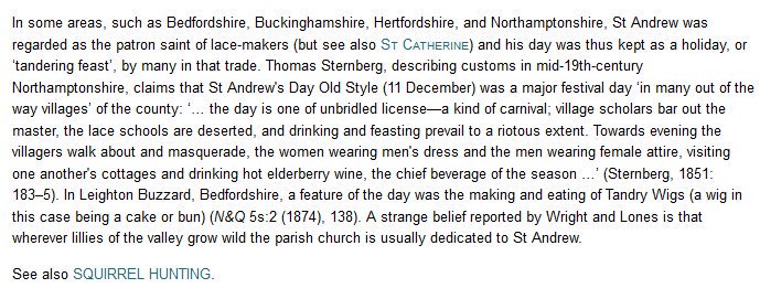 ClerkofOxford's tweet photo. In England St Andrew's Day was colloquially known as 'Tandrew' or 'Tandry', and to celebrate it was to 'keep Tandry'. Traditional foods for the day included hot elderberry wine and 'tandry wigs', a kind of soft bun https://t.co/KCmzJkM6Tl https://t.co/5emI5He3lS