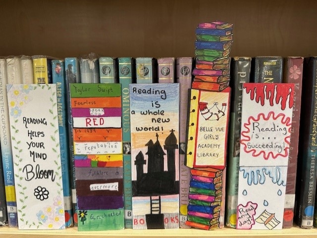 BVGATheHub's tweet photo. We ran a 'Design a Bookmark' competition for students to win a £5 voucher for our book fair. Here are our 5 winners! It was hard to choose just 5 winners! Copies of the bookmarks will be available in @BVGATheHub for students to use with their books. @BVGAcademy @Scholastic https://t.co/6Yawet3Znb