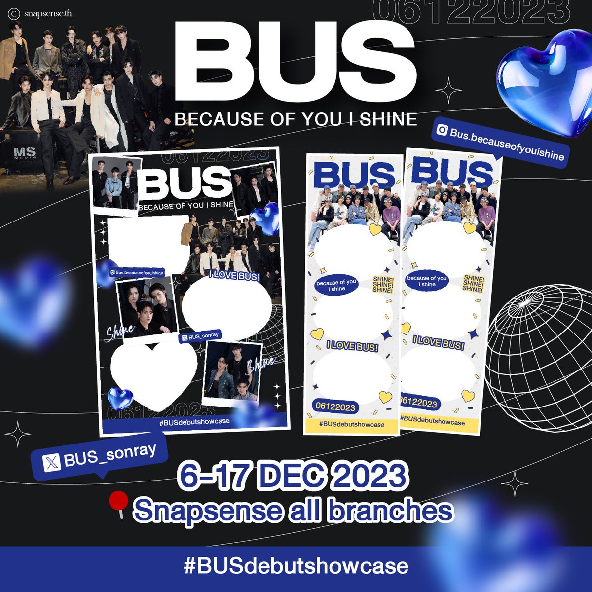 ♡*:･。ᴋɴᴏᴄᴋ ᴋɴᴏᴄᴋ !! 🚪✊🏻

#BUSdebutshowcase

📸 Photobooth Frame 🚌✨

🎀 6-17 DEC 2023
🧸 10.00 AM -18.00 PM
🎈 Memo Station | Snap Sense (All branches)

มาร่วมกันเก็บความทรงจำกันเยอะๆ นะคะ ฝากน้องไว้ในอ้อมอกอ้อมใจทุกคนด้วยนะคะ 💘✨

#BUSbecauseofyouishine