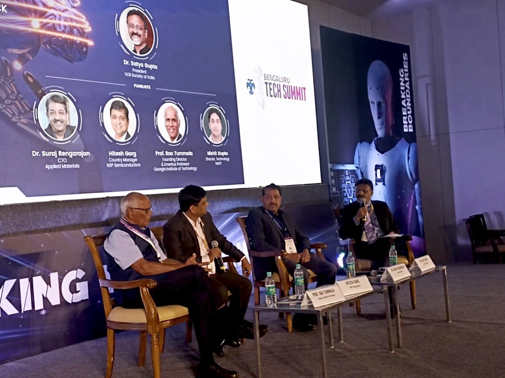 Applied_India's tweet photo. Glimpses of @SurajRengarajan, Managing Director &amp; India CTO, sharing his thoughts on 'Making India a Semiconductor Nation,’ on day two of the Bengaluru Tech Summit 2023 (BTS). #WeAreApplied #WeWorkHere https://t.co/lLSV3cbsTp