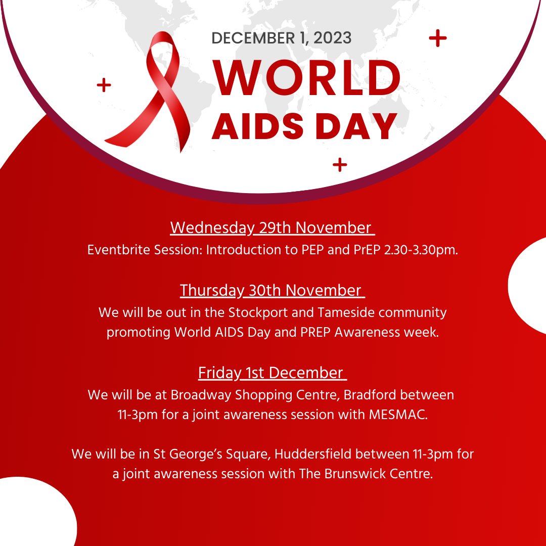Locala_Safesex's tweet photo. Check out our calendar to see where we will be celebrating #PrEPAwarenessWeek and #WorldAidsDay this week❤️

Come say hi and meet our team 👋

@locala @_thebrunswick_ @yorkshiremesmac https://t.co/ZKHZFIqZo9