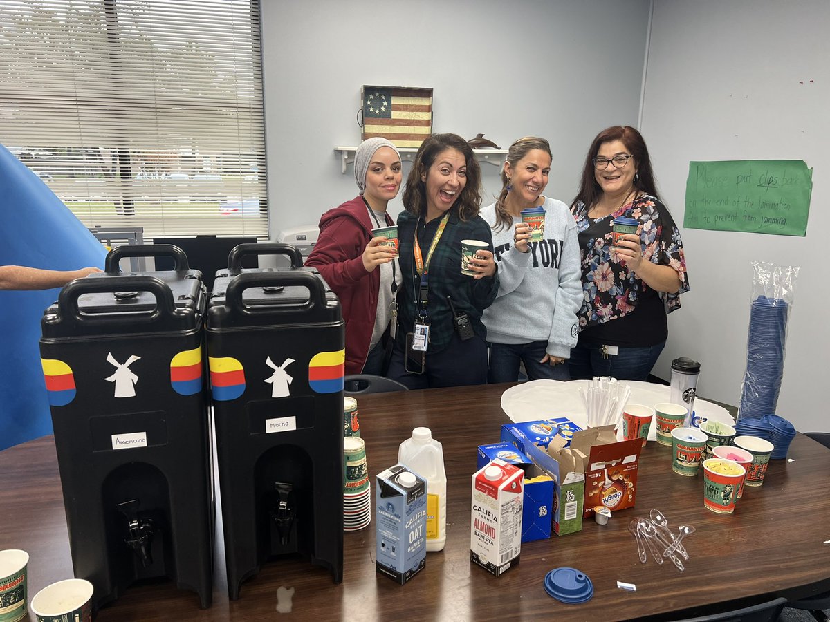 Kbstroud's tweet photo. It’s a great day at @PME_Katyisd when @DutchBros donates coffee for our staff! Thank you Dutch Bros on Morton Ranch for spoiling our staff!  #pmedolphins https://t.co/ZBuVhWvaJE