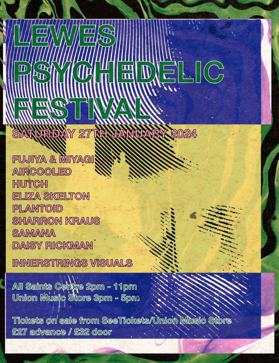 The festival returns Saturday 27th January '24 All Saints Centre w/ visuals &amp; music for the senses. 
Join us in the ancient setting of Lewes, in bringing together variety of acts under the psych umbrella.
🕙 Tix on sale 10am tomorrow (Fri 1st Dec) <a href="/MeltingVinyl/">Melting Vinyl</a> &amp; <a href="/inner_strings/">innerstrings</a>