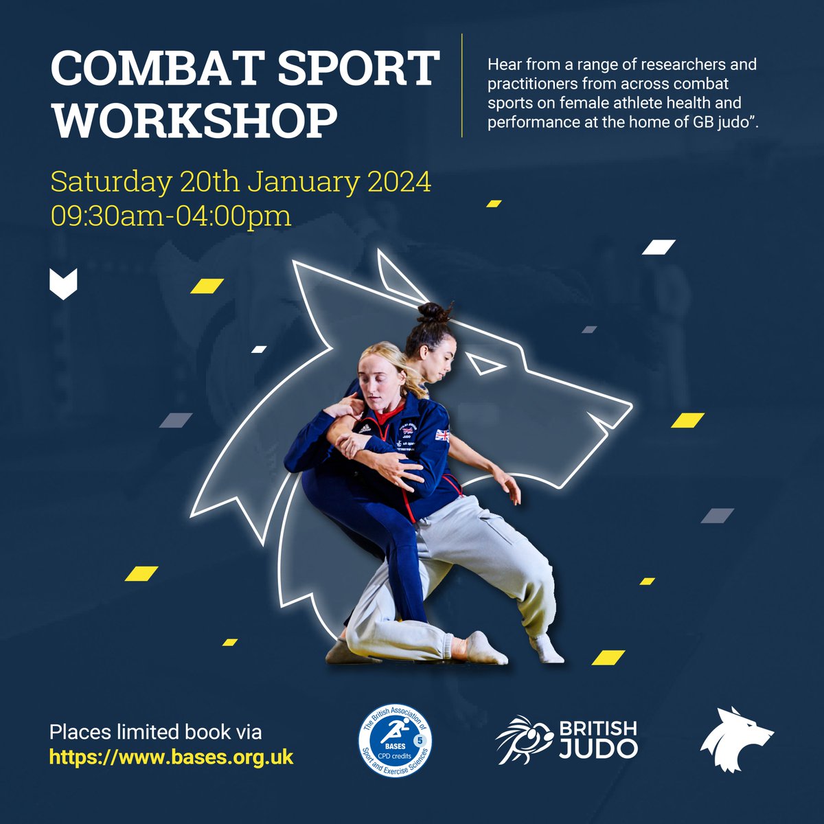 CASESsocial's tweet photo. 🎟️ There are still tickets available for the BASES Endorsed CPD Event – Combat Sport Workshop, Female Athlete Health, taking place at British Judo Olympic &amp; Paralympic National Training Centre on 20 January 2024. Head to the link to register for this event https://t.co/c5LGPjMzFo https://t.co/F1fX7RZvGP