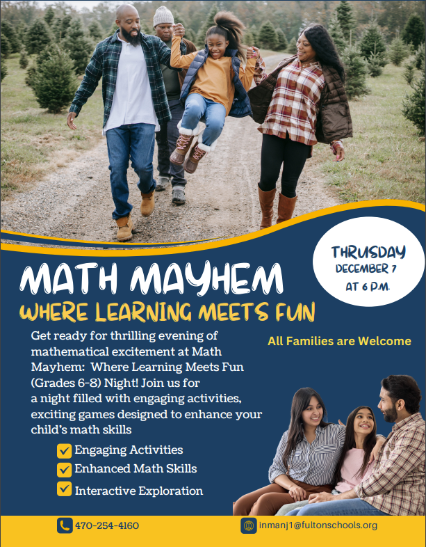 Math Mayhem. Where learning meets fun! Come out on December 7th @ 6PM!