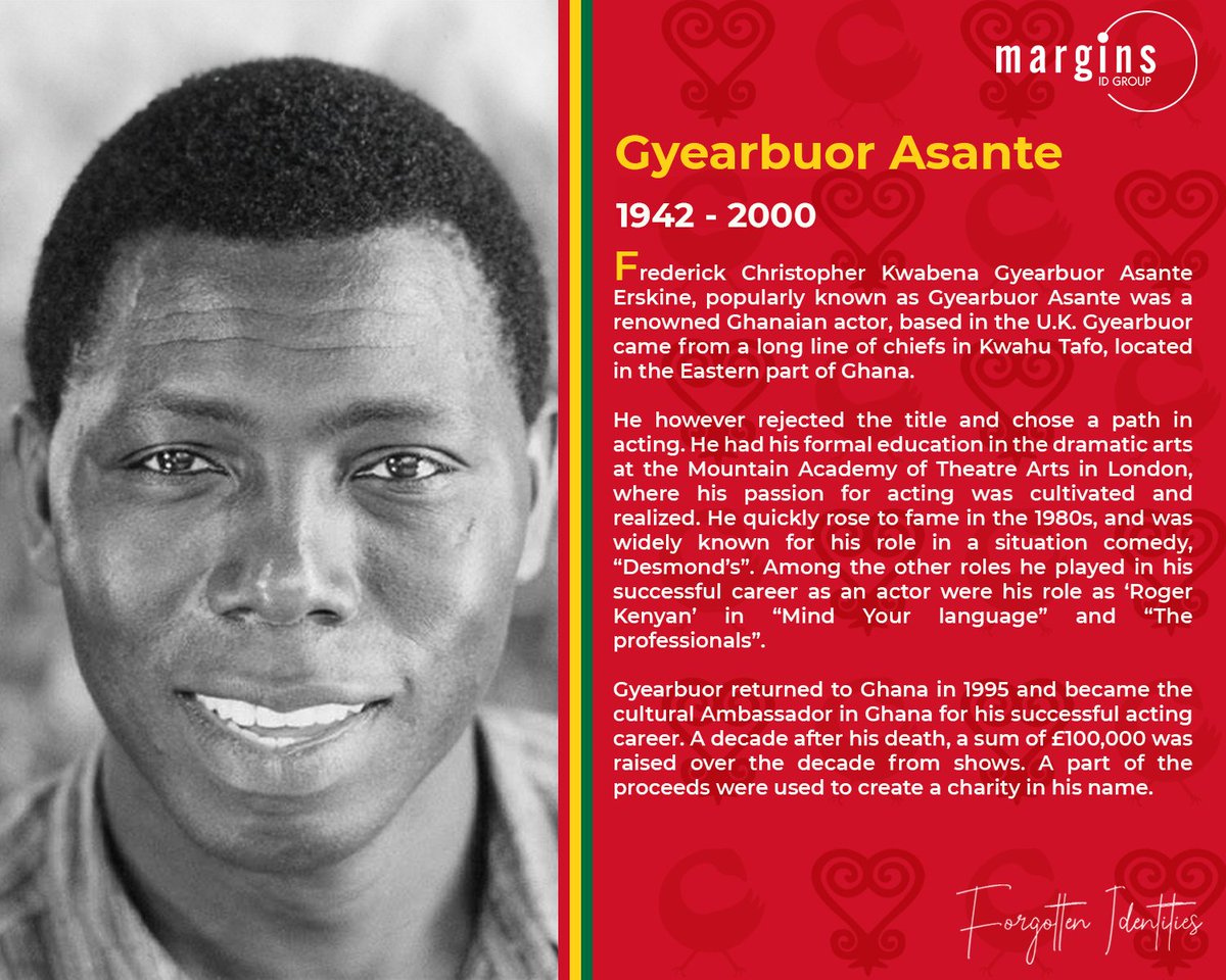 MarginsGroup's tweet photo. Today's #forgottenidentites celebrates the success of Ghanaian actor Gyeabuor Asante, known for his notable roles in U.K shows. #Ghanaiantalent #MarginsGroup #ThrowbackThursday https://t.co/wxMxOVHtlI