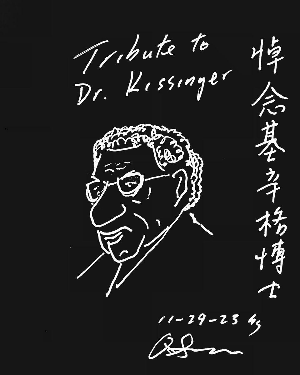sun_qiwei's tweet photo. Dr. Henry Kissinger will be respected and remembered! 
#HenryKissenger  #currentaffairs #InternationalRelations #ForeignPolicy #USA #China #Art #Cartoon #sketch https://t.co/pgnYldWnj8