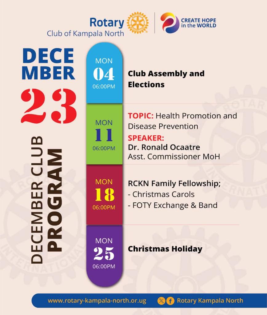 📢 Exciting News! 📷 Our #RotaryKlaNorthMeets Monthly Activity Plan for December is here! 📷 🤩