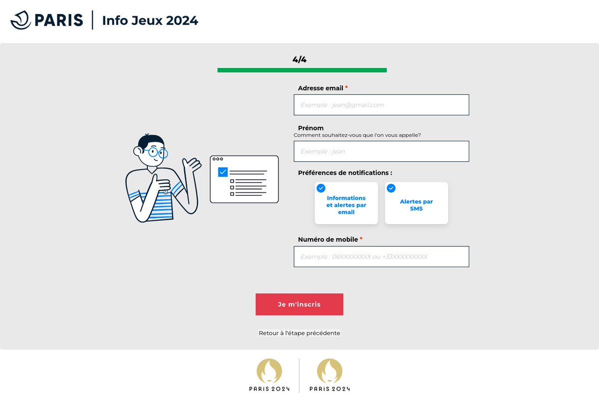 La mairie de Paris a annoncé hier infojeux.paris.fr "pour tout savoir sur les festivités et faciliter vos déplacements, inscrivez-vous à la newsletter". Promesse tenue : après avoir rempli 4 pages, impossible d'en savoir plus sans donner son email ou son téléphone 🤔