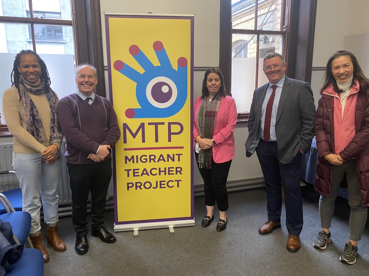 TUI member Mariaam Bhatti, Education/Research Officer David Duffy, Assistant General Secretary Joanne Irwin, Garret Campbell and Miranda Fung pictured after a TUI presentation to students of the Migrant Teacher Project in the Marino Institute of Education @MTPteacher
