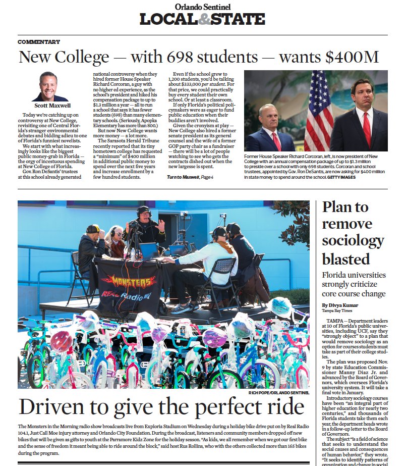 Thanks so much for the write-up, Orlando Sentinel. We’re glad to have been a part of such a great cause alongside Real Radio 104.1, Monsters in the Morning, and the Orlando City Foundation! More than 165 bikes were collected and will be given to local kids this holiday season.