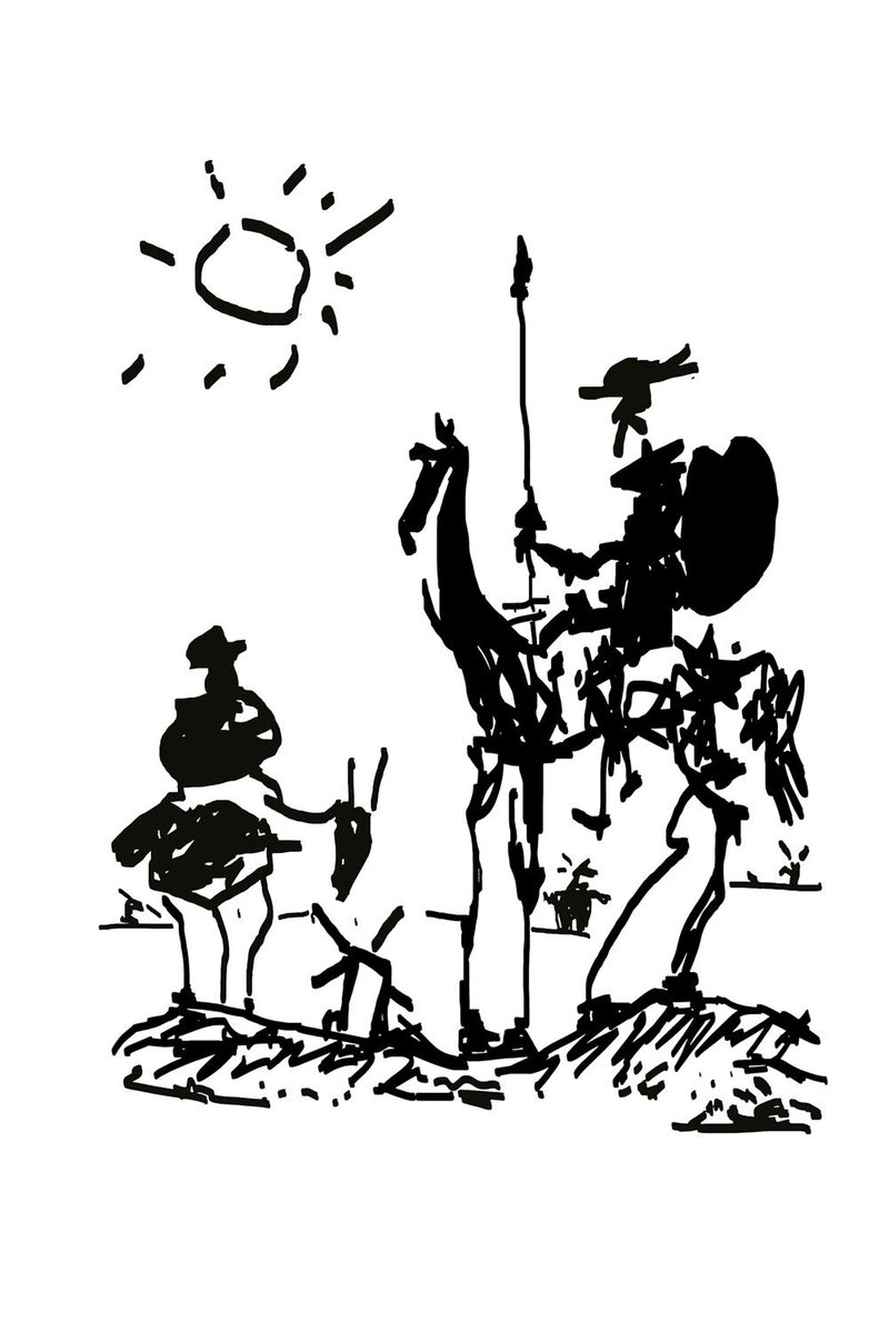 #SalaLettura con #UnPoDiSanaFollia 

En un lugar de la Mancha, de cuyo nombre no quiero acordarme, no ha mucho tiempo que vivia un hidalgo de los de lanza en astillero, adarga antigua, rocin flaco y galgo corredor...

Miguel de Cervantes

🖌️Picasso