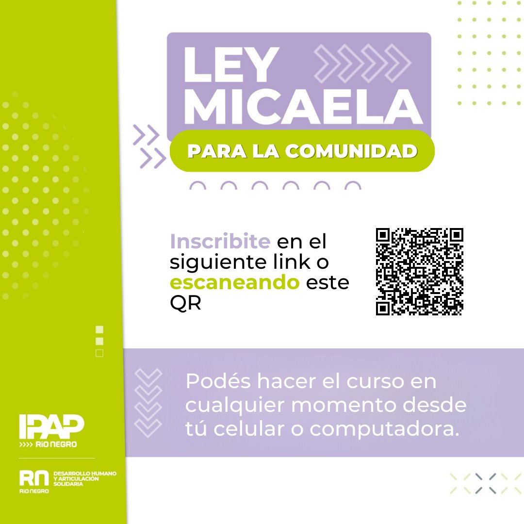 GenerosRn's tweet image. #GenerosRN | 🗣️ A partir de hoy se encuentra abierta la inscripción al curso "Ley Micaela para la comunidad", una propuesta que busca potenciar los conocimientos de la sociedad en materia de género y diversidad.

📲 Inscribite acá: acortar.link/7rFFs5 o escanea el código QR