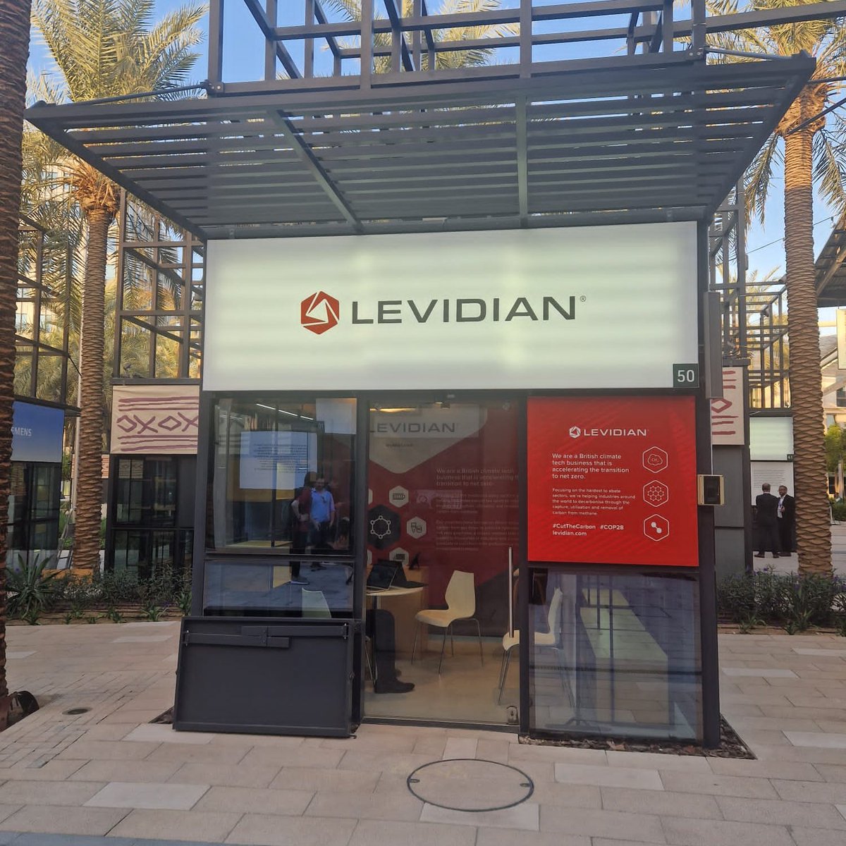 Levidian_ltd's tweet photo. Delighted to be at the #COP28 Start Up Village as an official Climate Innovator! 🌍
We're here til the 6th so come along and find out how we're helping businesses to #CutTheCarbon from their emissions and transform it into a source of hydrogen and carbon negative #graphene.