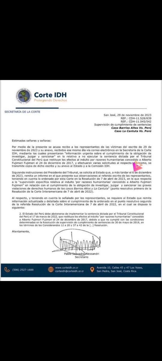 Nunca, desde guerra con Chile en 1879 se ha visto pretensión mayor de poner al Perú de rodillas.
La CIDH lo pretende y trata de pasar sobre nuestras propias leyes como república. Si se permite siempre viviremos de rodillas. Esta vez el TC ya revisó su decisión y Fujimori es libre