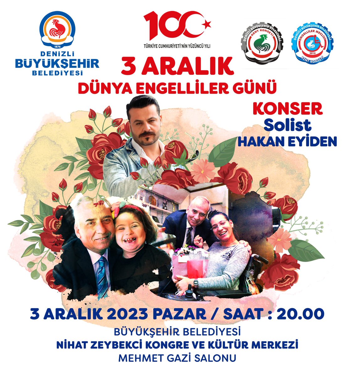 3 Aralık Dünya Engelliler günü  programımız kapsamında düzenlemiş olduğumuz etkinliklere ve sonrasında gerçekleştirecek olacağımız konserimize katılımlarınızı bekliyoruz 🤩

<a href="/osmanzolan/">Osman ZOLAN 🇹🇷</a>
<a href="/avalidegirmenci/">Ali Değirmenci</a> 
@denizlibld