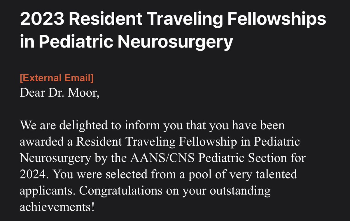 Rachel Moor, MD (@freedmanrachels) on Twitter photo So excited to share I have been awarded a Resident Traveling Fellowship from <a href="/PedsSection/">AANS/CNS Peds Section</a>!! So excited to share I have been awarded a Resident Traveling Fellowship from <a href="/PedsSection/">AANS/CNS Peds Section</a>!!
