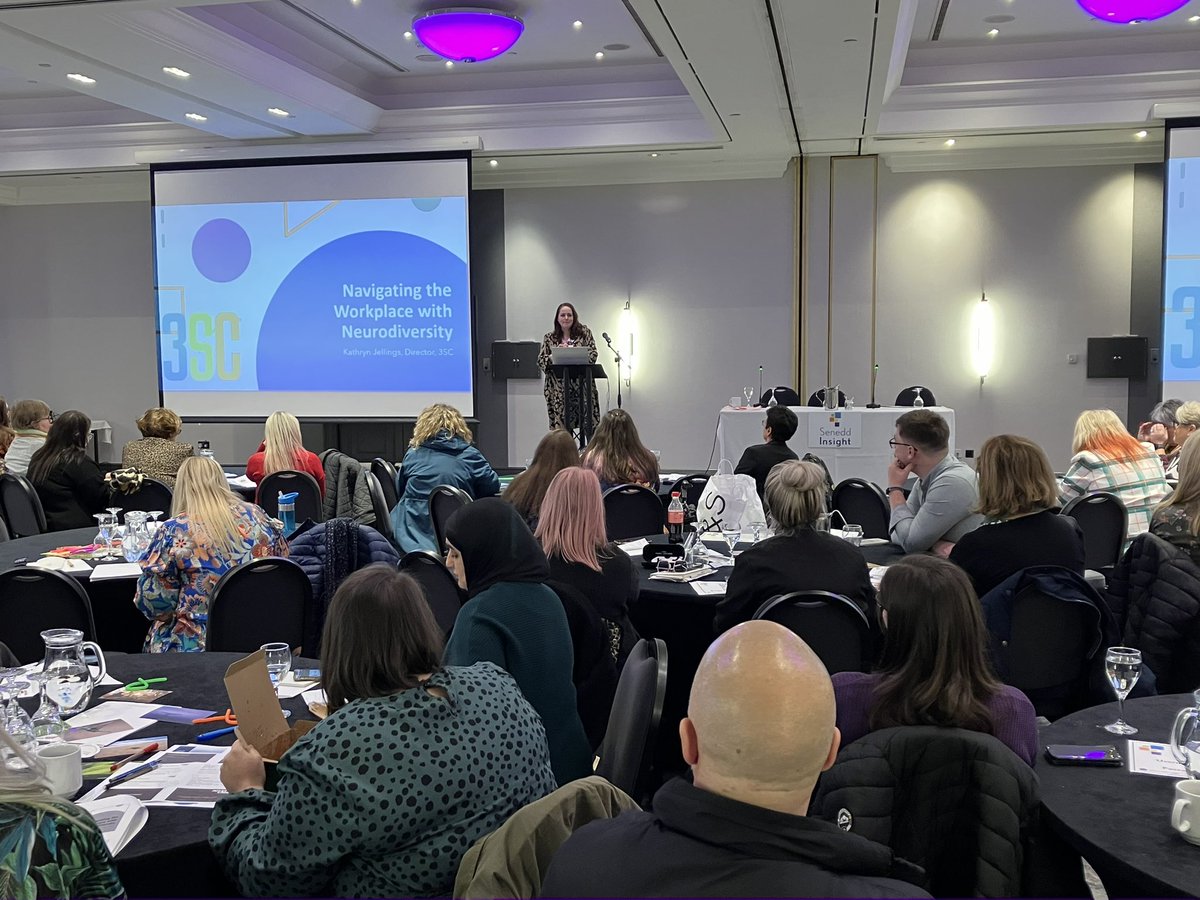 Back from lunch we have a Kathryn Jellings, Director at @3SC_ discussing how to make the employment opportunities more accessible for neurodivergent talent, and embedding this throughout the workplace #NeurodiversitySI