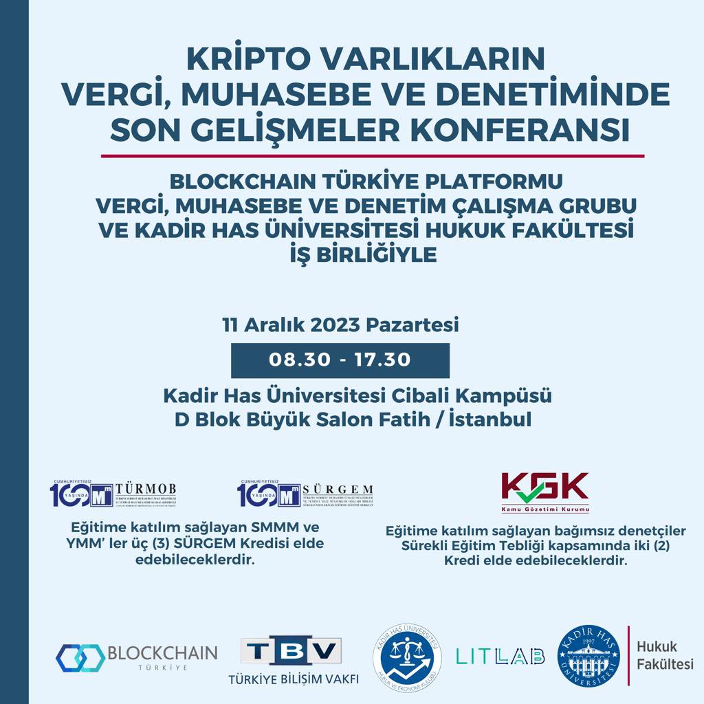 khaslitlab's tweet photo. “Kripto Varlıkların Vergi, Muhasebe ve Denetiminde Son Gelişmeler Konferansı”, 11 Aralık 2023 Pazartesi günü 08.30 - 17.30 saatleri arasında Kadir Has Üniversitesi Cibali Kampüsü D Blok Büyük Salon’da gerçekleştirilecektir. Fiziki katılımın 350 kişi ile sınırlıdır. https://t.co/Q75WRxLjHH