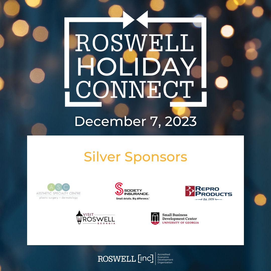Roswell_Inc's tweet photo. We are thrilled that Holiday Connect is approaching, and we want to give a big shout-out to our Silver Sponsors: @aestheticspecialtycentre, @visitroswellga, @societyinsurance, @reproproducts, and @ugasbdcgsu. Thank you all so much. 🙏

Tickets available: https://t.co/nGurexpMzr https://t.co/zPInSk5X3g