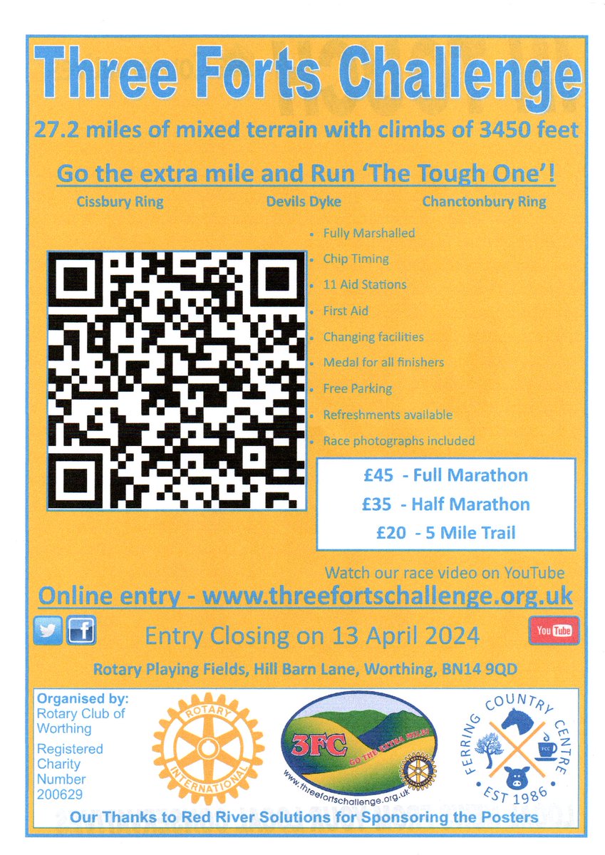 3FortsChallenge's tweet photo. Entry for the 2024 @3FortsChallenge is now open! Join us for a lovely run across the sunny #SouthDowns on Sunday 5th May. #marathon #halfmarathon #5milerun https://t.co/LsCEHB3c9P