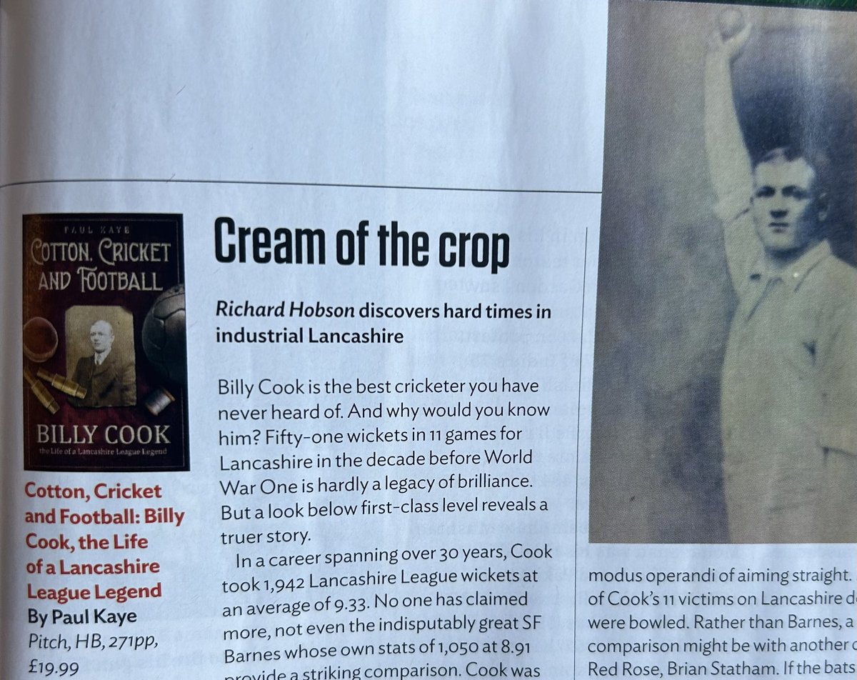 paulkaye100's tweet photo. Nice review of my book in December edition of @TheCricketerMag The perfect Xmas present for any cricket lover (especially Lancastrians). https://t.co/l0TDvvFYz1