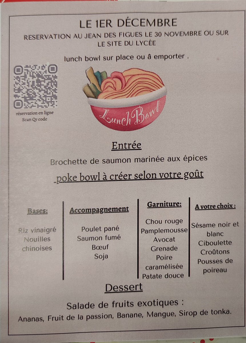 Les 1eres CSR de l'école hôtelière de Sisteron innovent avec un concept gastronomique de restauration rapide. Le programme pour demain ... N'appelez pas, c'est complet 😉 et j'en suis 🥗🍜🍛🥢🍚